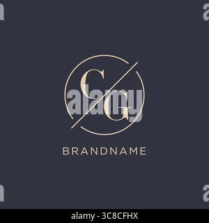 Initial letter CG logo with simple circle line elegant look monogram logo style vector graphic Stock Vector