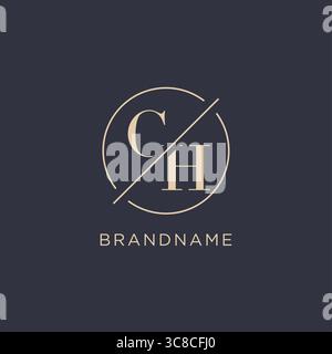 Initial letter CH logo with simple circle line elegant look monogram logo style vector graphic Stock Vector