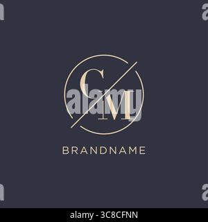 Initial letter CM logo with simple circle line elegant look monogram logo style vector graphic Stock Vector