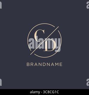 Initial letter CD logo with simple circle line elegant look monogram logo style vector graphic Stock Vector