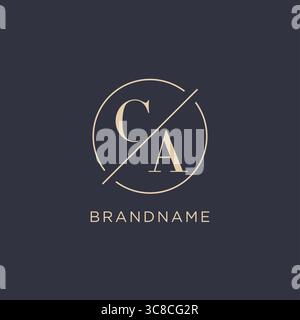Initial letter CA logo with simple circle line elegant look monogram logo style vector graphic Stock Vector
