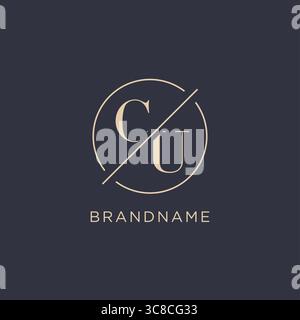 Initial letter CU logo with simple circle line elegant look monogram logo style vector graphic Stock Vector