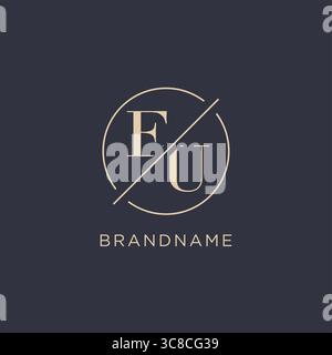 Initial letter EU logo with simple circle line elegant look monogram logo style vector graphic Stock Vector