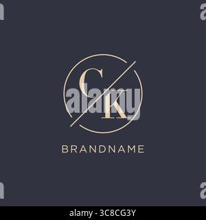 Initial letter CK logo with simple circle line elegant look monogram logo style vector graphic Stock Vector