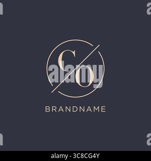 Initial letter CO logo with simple circle line elegant look monogram logo style vector graphic Stock Vector