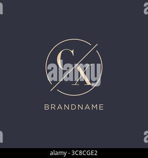 Initial letter CX logo with simple circle line elegant look monogram logo style vector graphic Stock Vector