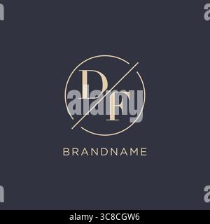 Initial letter DF logo with simple circle line elegant look monogram logo style vector graphic Stock Vector