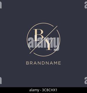 Initial letter BY logo with simple circle line elegant look monogram logo style vector graphic Stock Vector