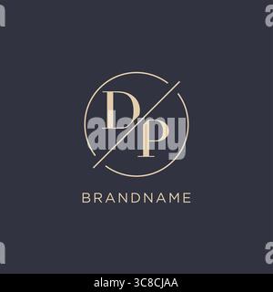 Initial letter DP logo with simple circle line elegant look monogram logo style vector graphic Stock Vector