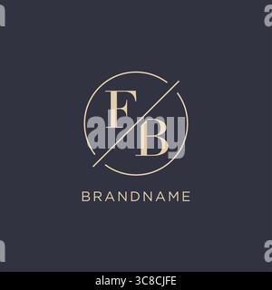 Initial letter FB logo with simple circle line elegant look monogram logo style vector graphic Stock Vector