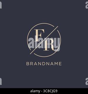 Initial letter FR logo with simple circle line elegant look monogram logo style vector graphic Stock Vector