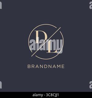 Initial letter DL logo with simple circle line elegant look monogram logo style vector graphic Stock Vector