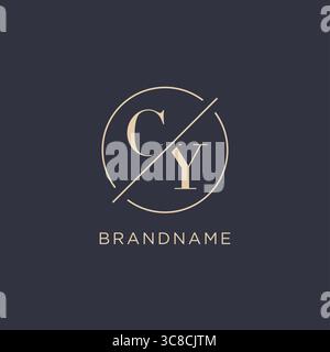 Initial letter CY logo with simple circle line elegant look monogram logo style vector graphic Stock Vector