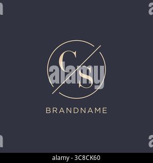Initial letter CS logo with simple circle line elegant look monogram logo style vector graphic Stock Vector
