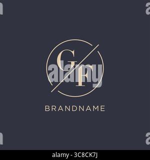 Initial letter GF logo with simple circle line elegant look monogram logo style vector graphic Stock Vector