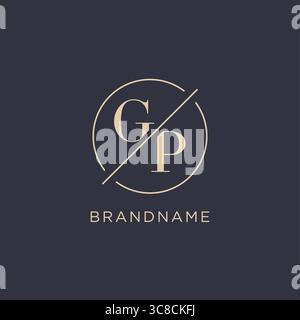 Initial letter GP logo with simple circle line elegant look monogram logo style vector graphic Stock Vector