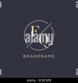 Initial letter FQ logo with simple circle line elegant look monogram logo style vector graphic Stock Vector