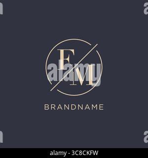Initial letter FM logo with simple circle line elegant look monogram logo style vector graphic Stock Vector