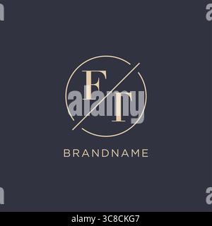 Initial letter FT logo with simple circle line elegant look monogram logo style vector graphic Stock Vector