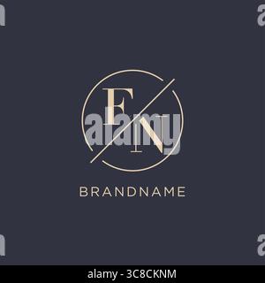 Initial letter FN logo with simple circle line elegant look monogram logo style vector graphic Stock Vector