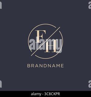 Initial letter FH logo with simple circle line elegant look monogram logo style vector graphic Stock Vector