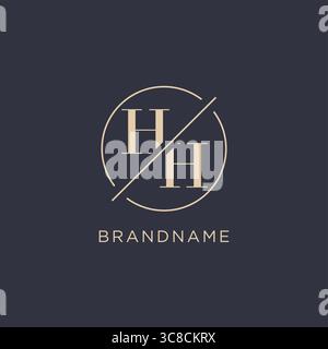 Initial letter HH logo with simple circle line elegant look monogram logo style vector graphic Stock Vector