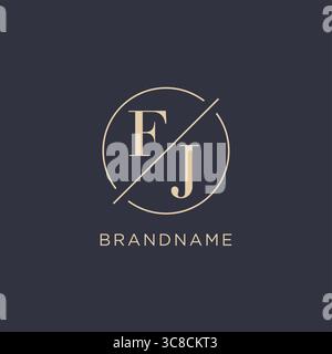 Initial letter FJ logo with simple circle line elegant look monogram logo style vector graphic Stock Vector