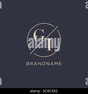 Initial letter GI logo with simple circle line elegant look monogram logo style vector graphic Stock Vector