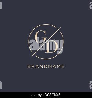 Initial letter GD logo with simple circle line elegant look monogram logo style vector graphic Stock Vector