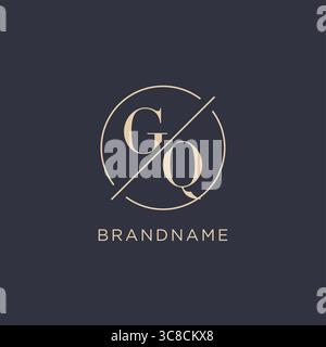 Initial letter GQ logo with simple circle line elegant look monogram logo style vector graphic Stock Vector