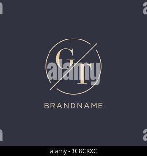 Initial letter GT logo with simple circle line elegant look monogram logo style vector graphic Stock Vector