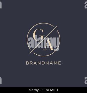 Initial letter GA logo with simple circle line elegant look monogram logo style vector graphic Stock Vector