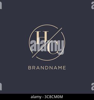 Initial letter HC logo with simple circle line elegant look monogram logo style vector graphic Stock Vector