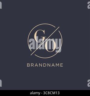 Initial letter GO logo with simple circle line elegant look monogram logo style vector graphic Stock Vector