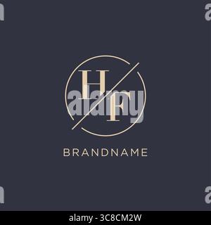 Initial letter HF logo with simple circle line elegant look monogram logo style vector graphic Stock Vector
