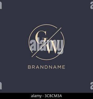 Initial letter GW logo with simple circle line elegant look monogram logo style vector graphic Stock Vector