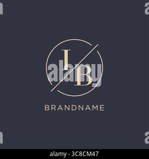 Initial letter IB logo with simple circle line elegant look monogram logo style vector graphic Stock Vector