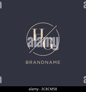 Initial letter HG logo with simple circle line elegant look monogram logo style vector graphic Stock Vector