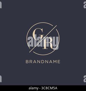 Initial letter GR logo with simple circle line elegant look monogram logo style vector graphic Stock Vector