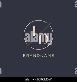 Initial letter ID logo with simple circle line elegant look monogram logo style vector graphic Stock Vector