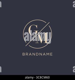 Initial letter GM logo with simple circle line elegant look monogram logo style vector graphic Stock Vector