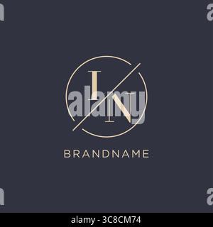 Initial letter IN logo with simple circle line elegant look monogram logo style vector graphic Stock Vector