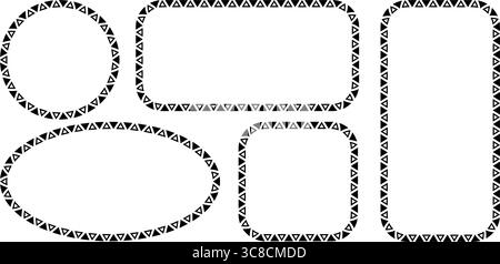 African pattern circle frame. Mexican ethnic motif border. Triangular ornament round frame. Sun stamp. African ethnic culture ornament Vector Stock Vector