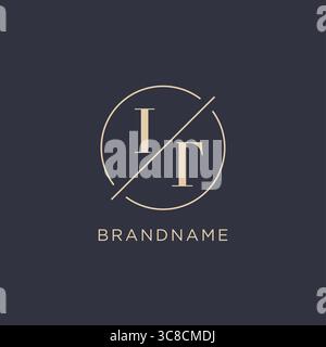 Initial letter IT logo with simple circle line elegant look monogram logo style vector graphic Stock Vector