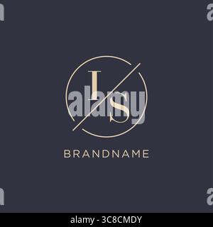 Initial letter IS logo with simple circle line elegant look monogram logo style vector graphic Stock Vector
