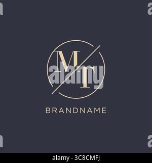 Initial letter MT logo with simple circle line elegant look monogram logo style vector graphic Stock Vector