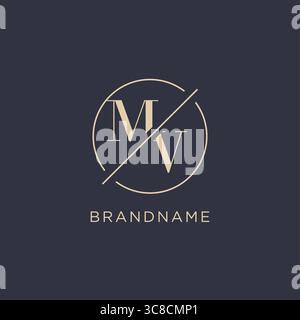 Initial letter MV logo with simple circle line elegant look monogram logo style vector graphic Stock Vector