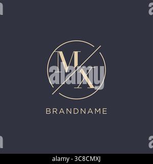 Initial letter MX logo with simple circle line elegant look monogram logo style vector graphic Stock Vector
