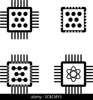 Microchip and Processor Vector Icons Stock Vector