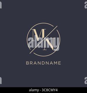 Initial letter MN logo with simple circle line elegant look monogram logo style vector graphic Stock Vector